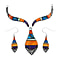  Santa Fe Collection - Artisan Crafted Multi Turquoise, Multi Gemstone Sterling Silver With Oxidized Earrings (With Hook), And Necklace (18 With 2 Inch Extender) 24 Ct, Silver Wt. 33.40 Gms