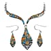 Santa Fe Collection - Artisan Crafted Spiny Turquoise Sterling Silver with Oxidised Earrings (with Hook), And Necklace (18 With 2 Inch Extender) 35.00 Ct, Silver Wt 33.00 Gms,