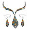 Santa Fe Collection - Artisan Crafted Spiny Turquoise Sterling Silver with Oxidised Earrings (with Hook), And Necklace (18 With 2 Inch Extender) 35.00 Ct, Silver Wt 33.00 Gms,