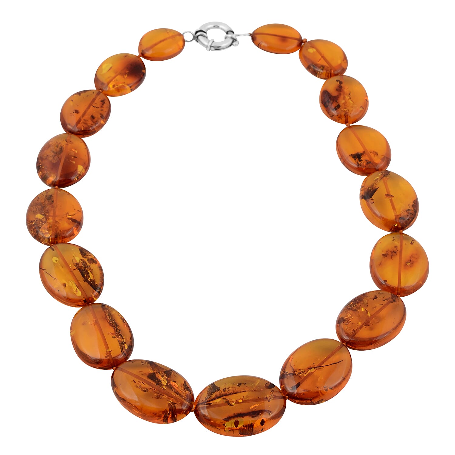 Baltic Amber Necklace (Size 24) in Sterling Silver