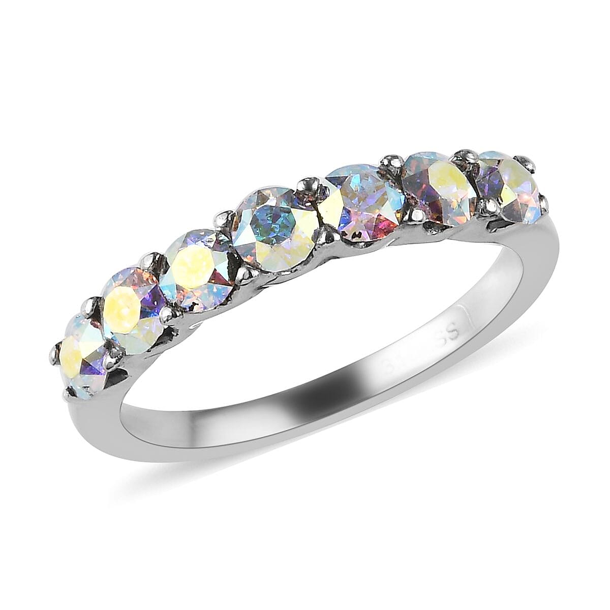 3 Piece Set - J Francis - AB Crystal, Tanzanite Colour Crystal, Ruby Colour Crystal Half Eternity Rings