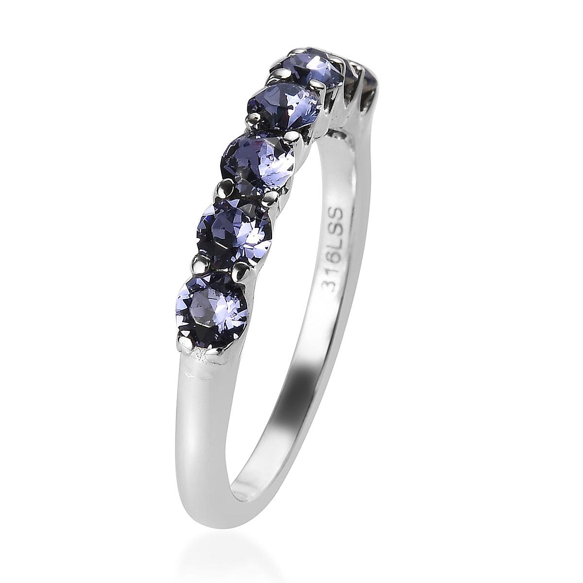 3 Piece Set - J Francis - AB Crystal, Tanzanite Colour Crystal, Ruby Colour Crystal Half Eternity Rings