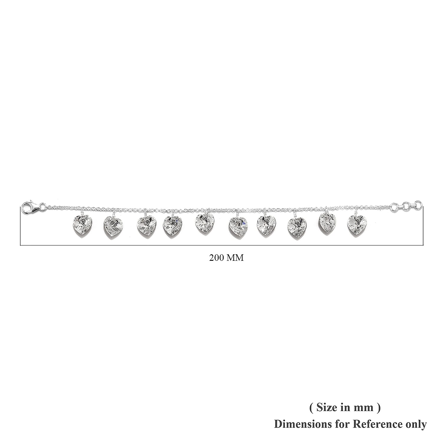 J Francis -  White Crystal (Hrt) Bracelet (Size 7.5 with 0.5 inch Extender) in Sterling Silver