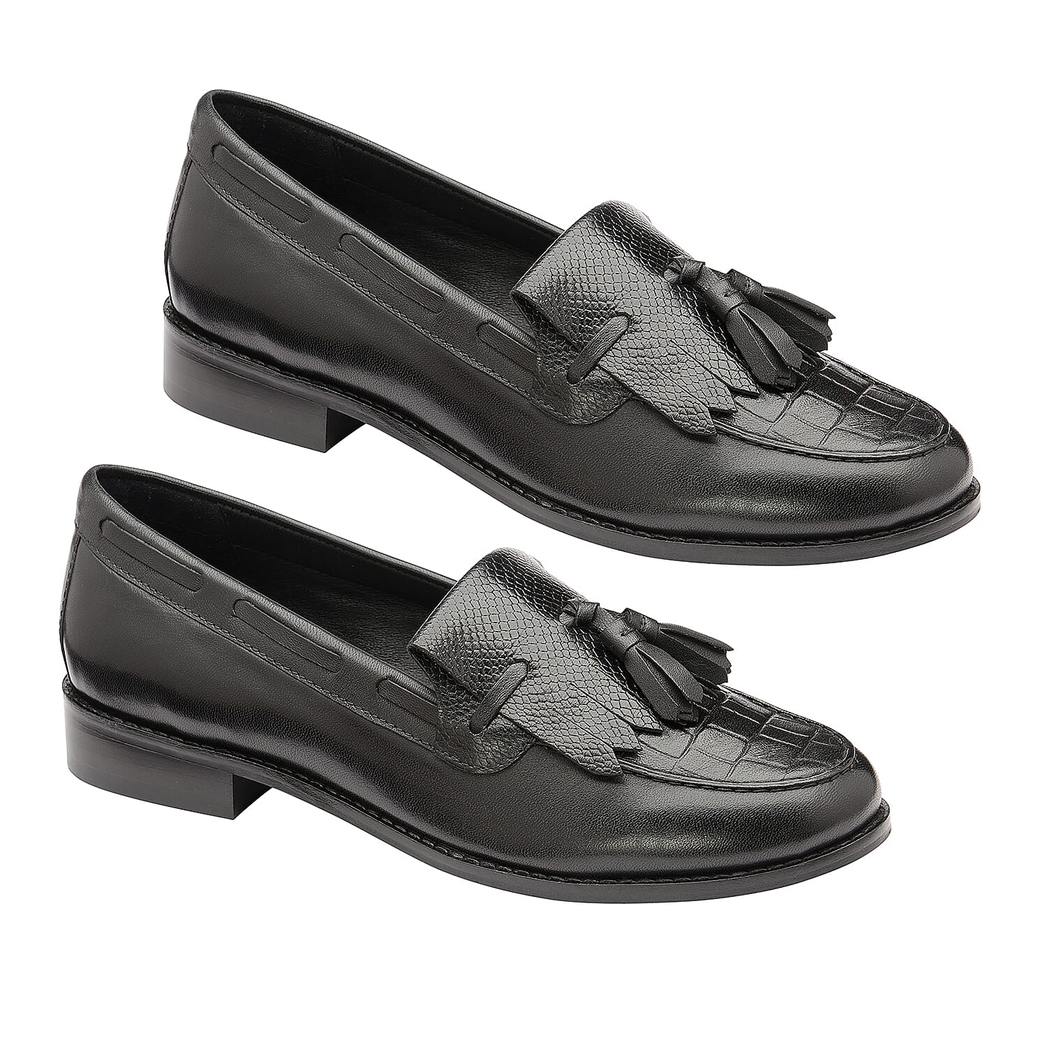 Ravel Black Croc Tilden Leather Low Heel Loafers