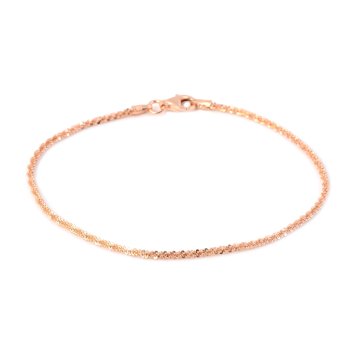 Made in Italy - Rose Gold Overlay Sterling Silver Sparkle Bracelet (Size 7.5)