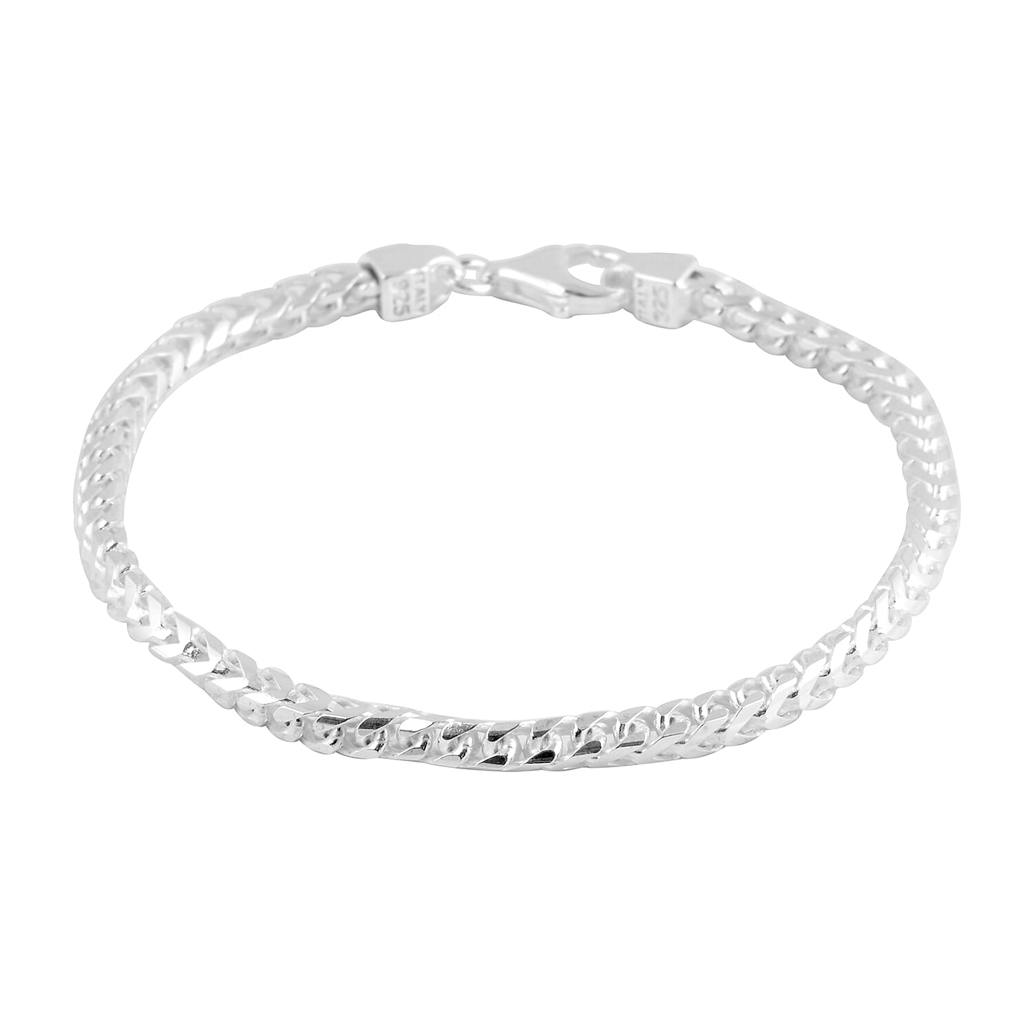 Made in Italy - Sterling Silver Franco Bracelet (Size 7.5), Silver wt 10.16 Gms