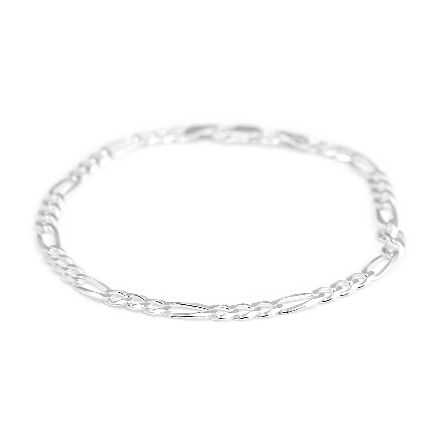 Italian Made Sterling Silver Figaro Bracelet (Size 7)