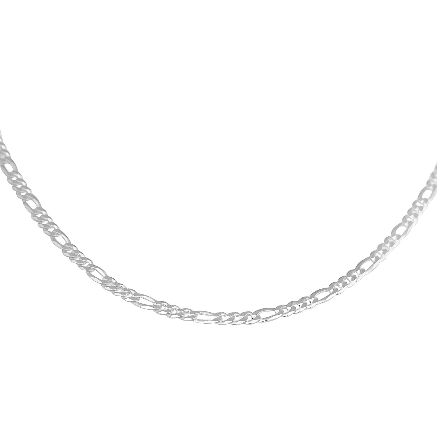 Italian Made Sterling Silver Figaro Necklace (Size 19), 6.40 Grams