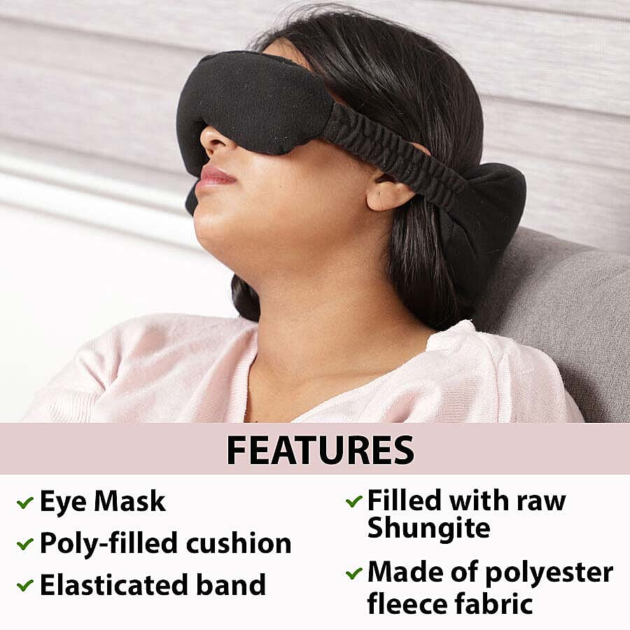 2 in 1 Shungite Eye Mask and Neck Travel Pillow - Black