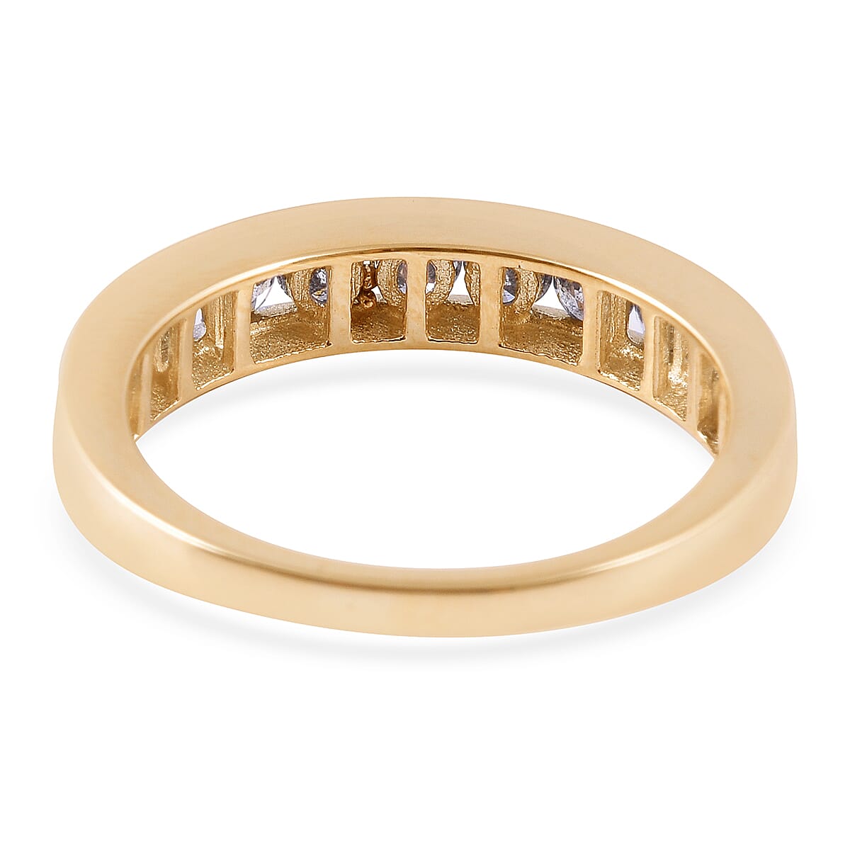 9K Yellow Gold SGL Certified Diamond (Rnd) (I3/G-H) Half Eternity Band Ring 1.00 Ct.