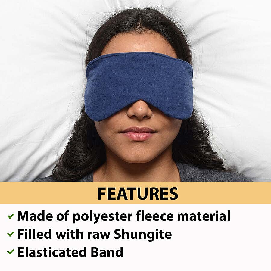 Polyester Fleece Eye Mask with Shungite (Size 22x10 Cm) - Navy Blue