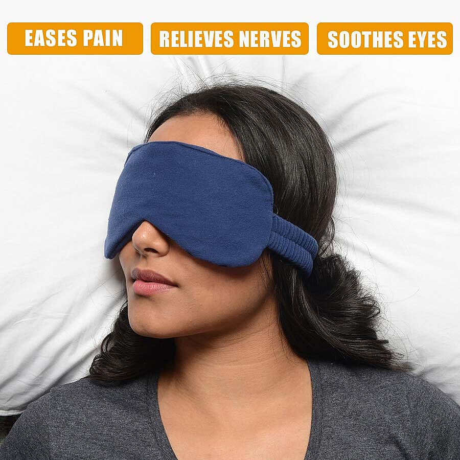 Polyester Fleece Eye Mask with Shungite (Size 22x10 Cm) - Navy Blue
