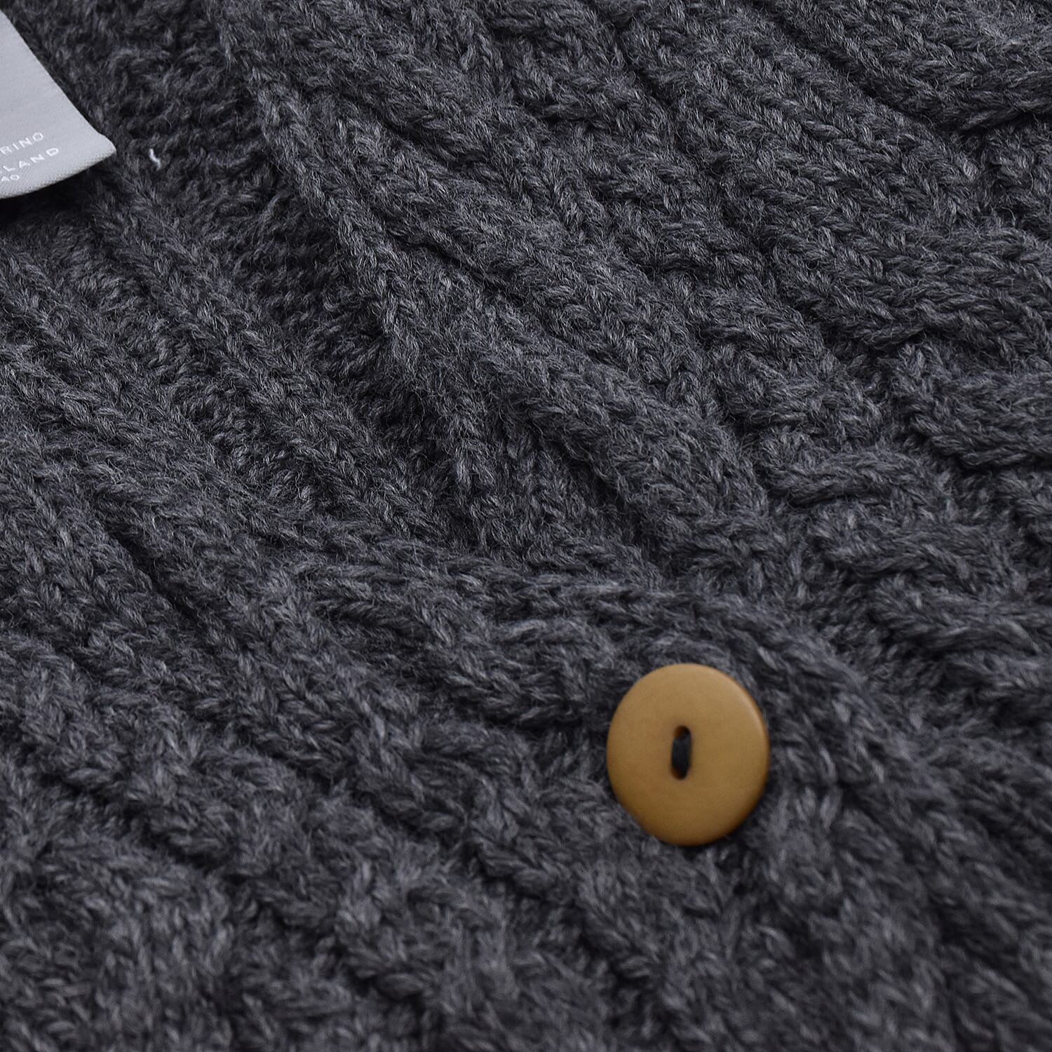 Aran Woollen Mills Merino Wool Ladies Sleeveless Cardigan (Size Medium, 68x48 Cm) - Charcoal