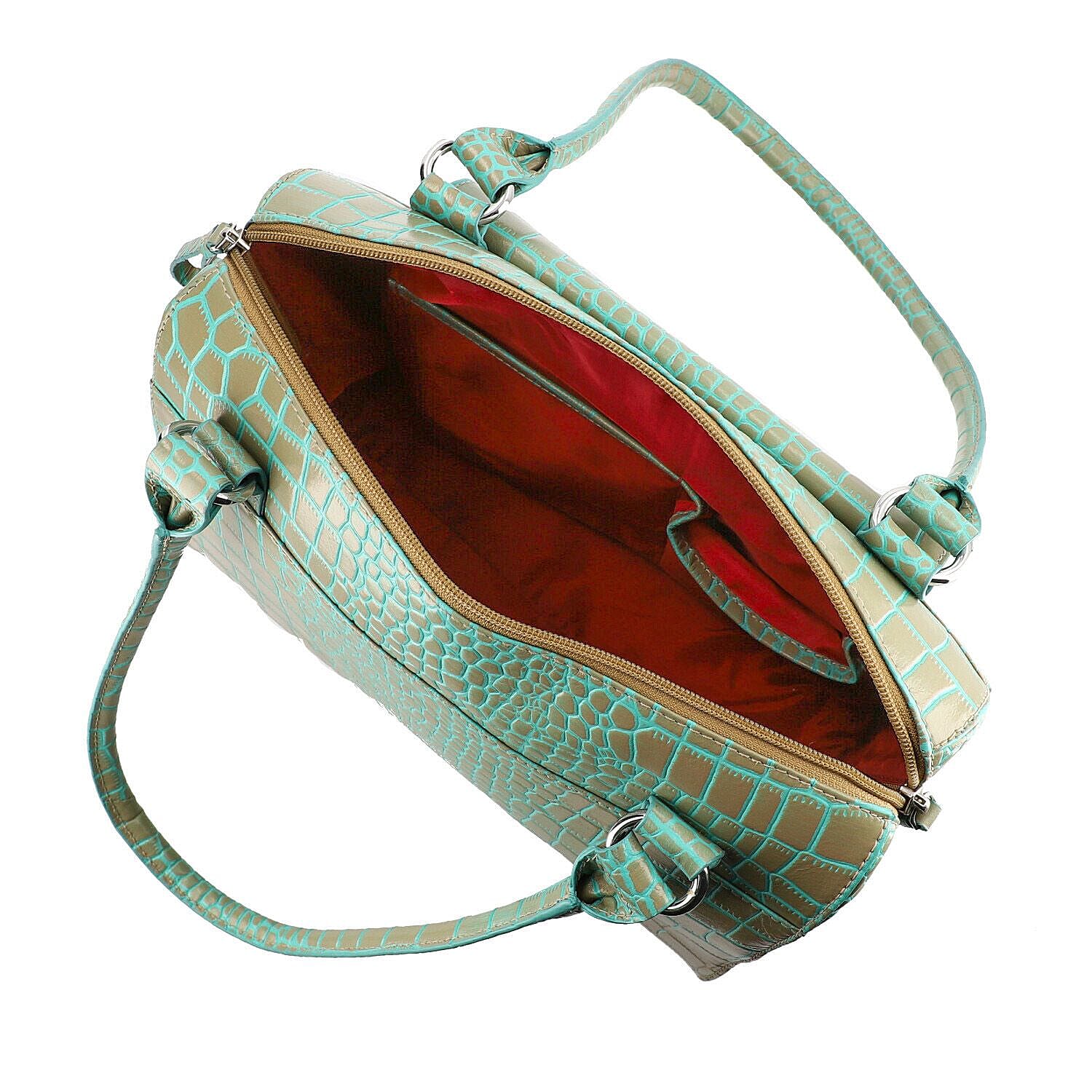 100% Genuine Leather Two Tone Shoulder Bag (Size 29x12x23 Cm) - Mint Green