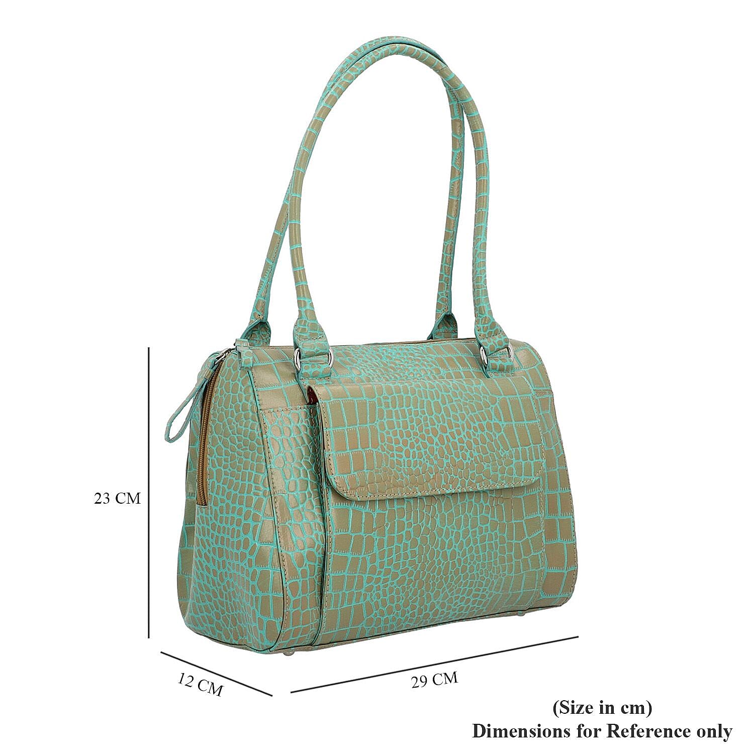 100% Genuine Leather Two Tone Shoulder Bag (Size 29x12x23 Cm) - Mint Green