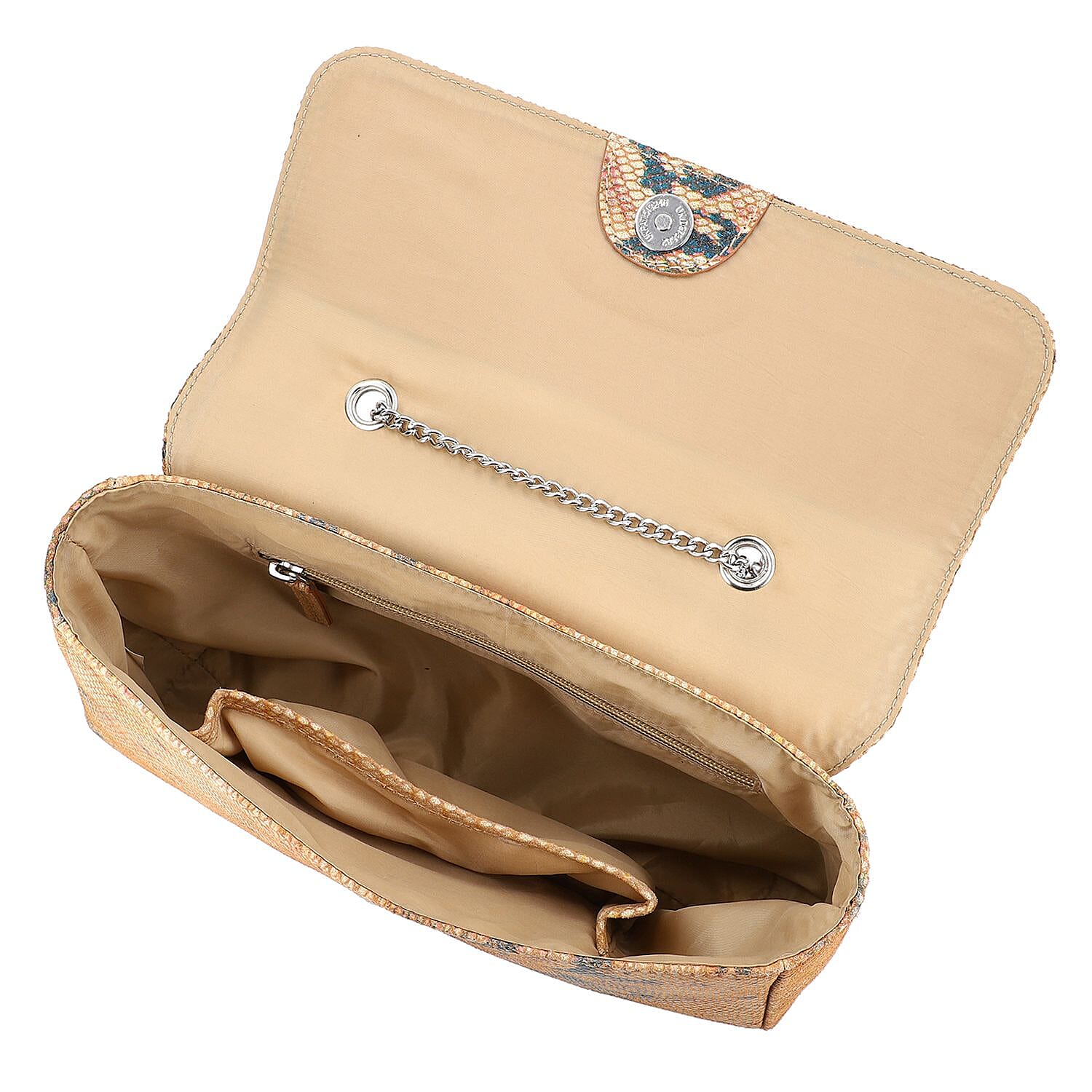 100% Genuine Leather Snake Print Crossbody Sling Bag (Size 26.5x7.5x17.5 Cm) - Mustard