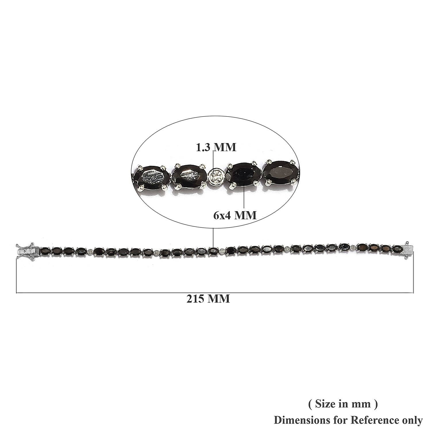 Elite Shungite (Ovl), Diamond Bracelet (Size 8) in Platinum Overlay Sterling Silver 7.05 Ct, Silver wt 11.79 Gms