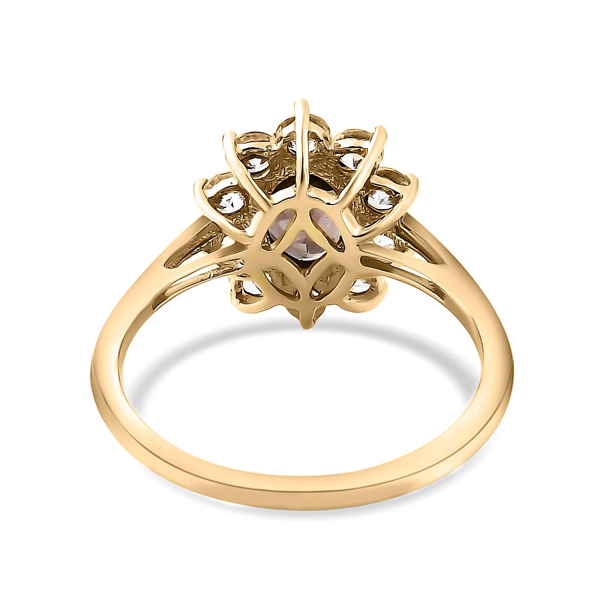 Tuscon Find- 9K Yellow Gold AA Change Colour Garnet and Natural Cambodian Zircon Floral Ring 1.97 Ct.