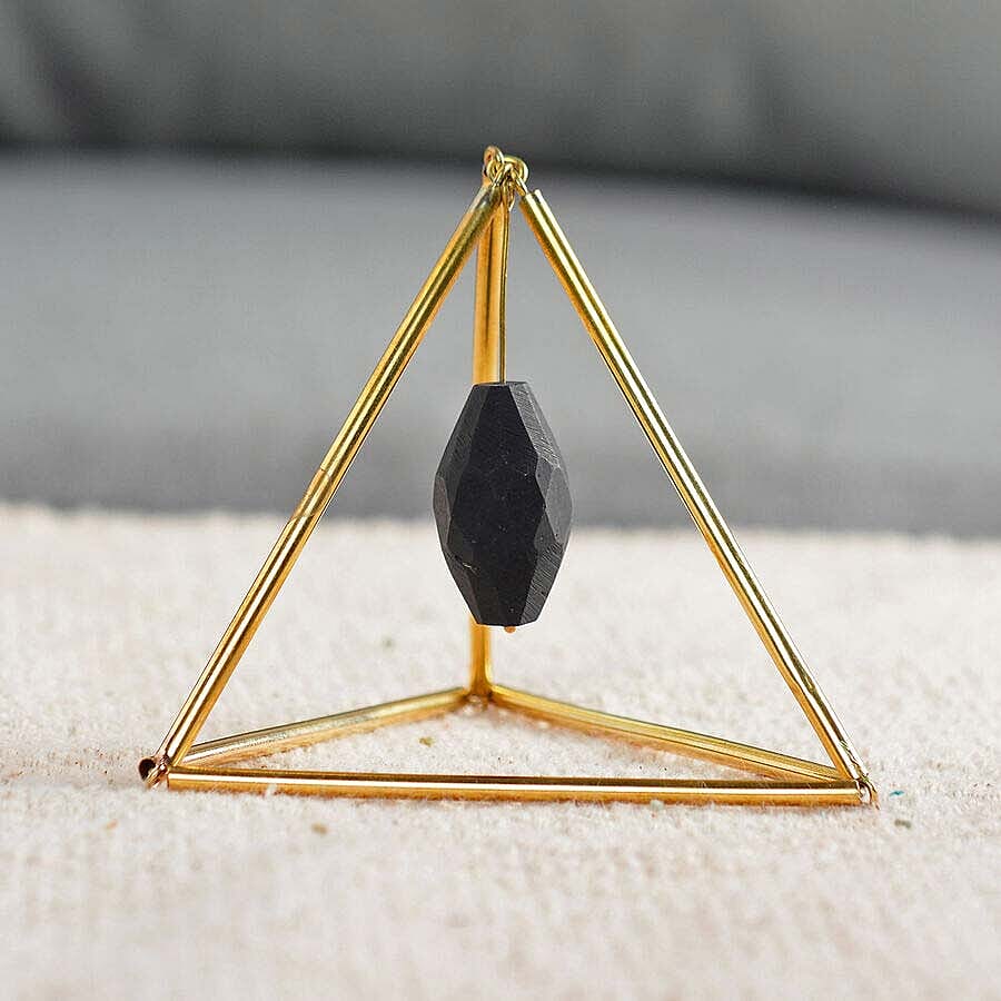 Geometric Design Table Decor with Hanging Shungite (40 Ct.) in Gold Tone (Size 7.62x7.62 Cm)