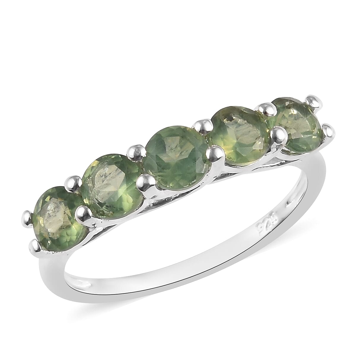 Natural Green Apatite (Rnd) Ring in Sterling Silver 1.05 Ct.