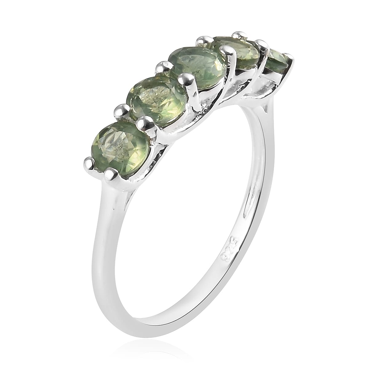 Natural Green Apatite (Rnd) Ring in Sterling Silver 1.05 Ct.