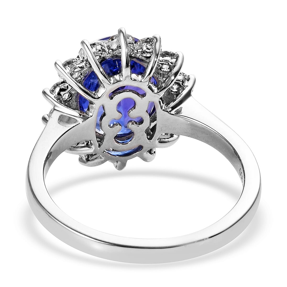 RHAPSODY 950 Platinum AAAA Tanzanite (Ovl 11x9 mm), Diamond (VS/E-F) Ring 4.75 Ct, Platinum wt 5.80 Gms