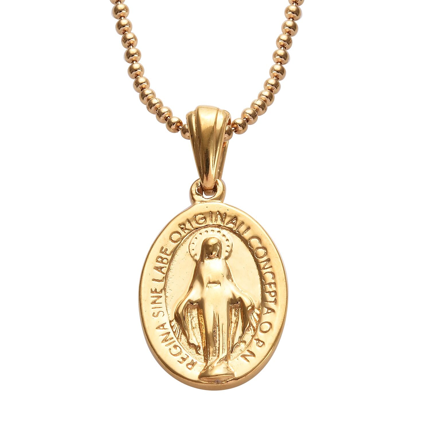 GP- Madonna Pendant with Chain (Size 20) in 14K Gold Overlay Sterling Silver, Silver wt 9.00 Gms