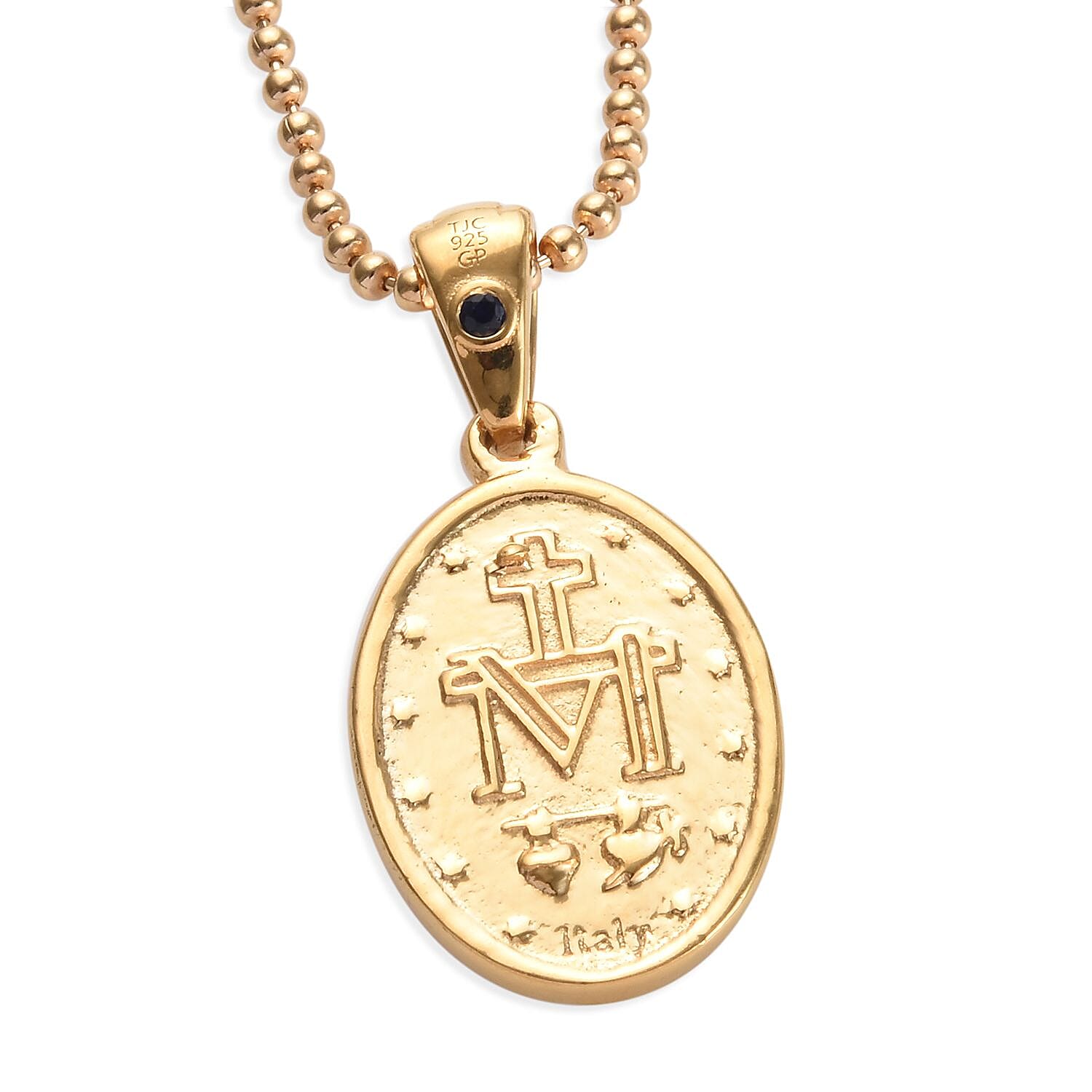 GP- Madonna Pendant with Chain (Size 20) in 14K Gold Overlay Sterling Silver, Silver wt 9.00 Gms