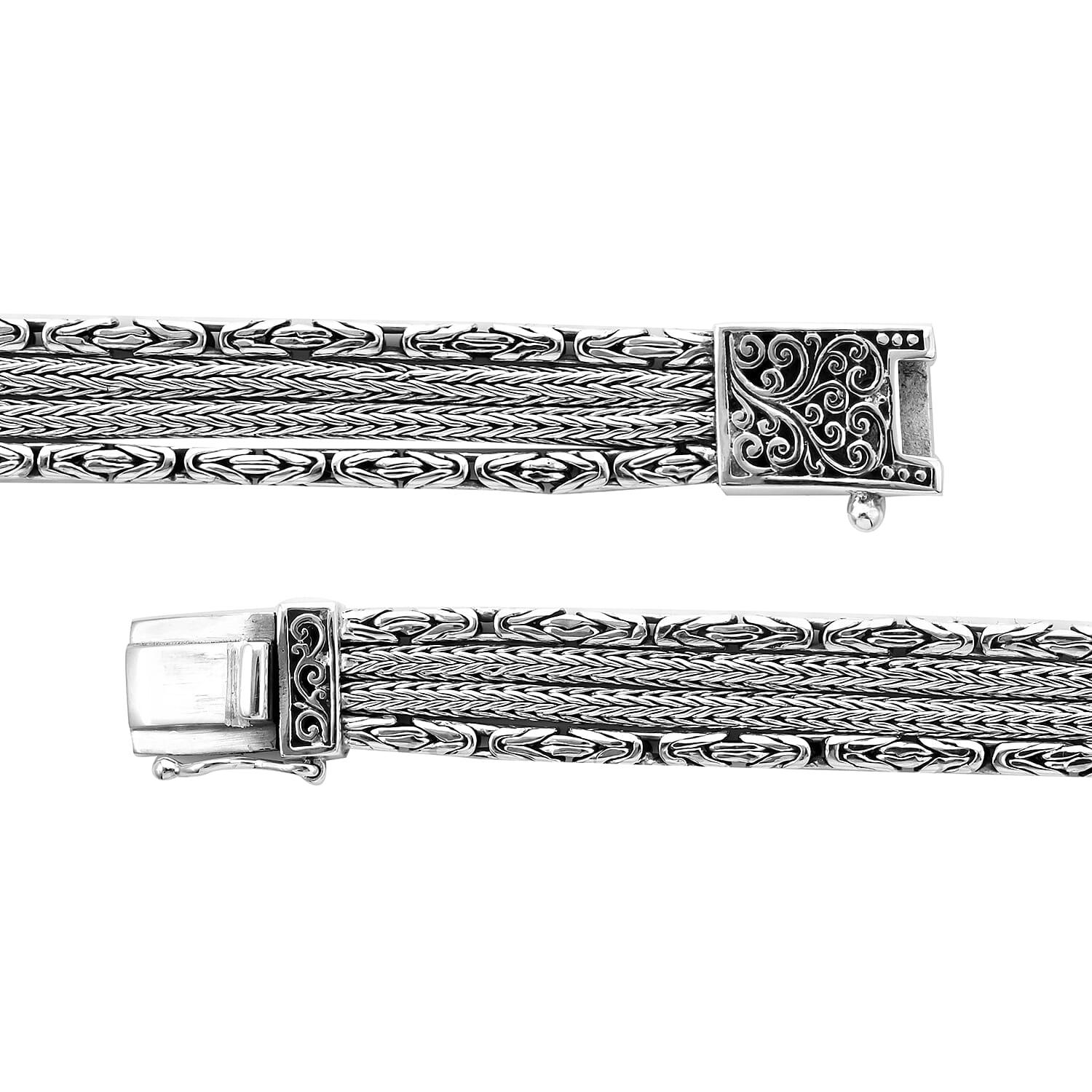 Royal Bali Collection - EON 1962 Swiss Movement Water Resistant  Bracelet Watch (Size 8) in Sterling Silver, Silver wt 46.00 Gms