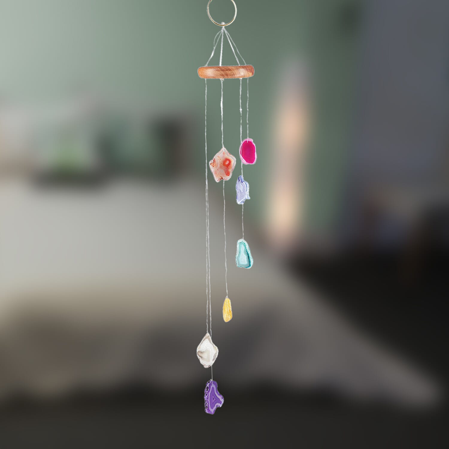 Handmade Gorgeous Natural Agate Windchime (Length - 45.72 - 55.88cm) (Stone size 2.54 - 5.08cm)