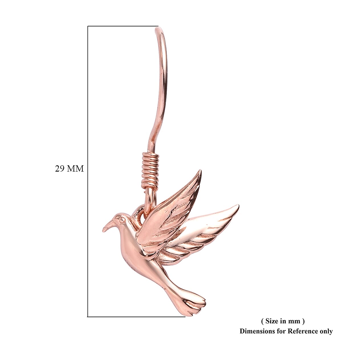 Rose Gold Overlay Sterling Silver Flying Bird Fish Hook Earrings