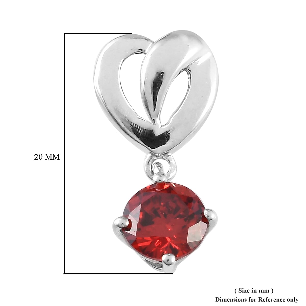 ELANZA Simulated Red Diamond (Rnd) Earrings in Platinum Overlay Sterling Silver