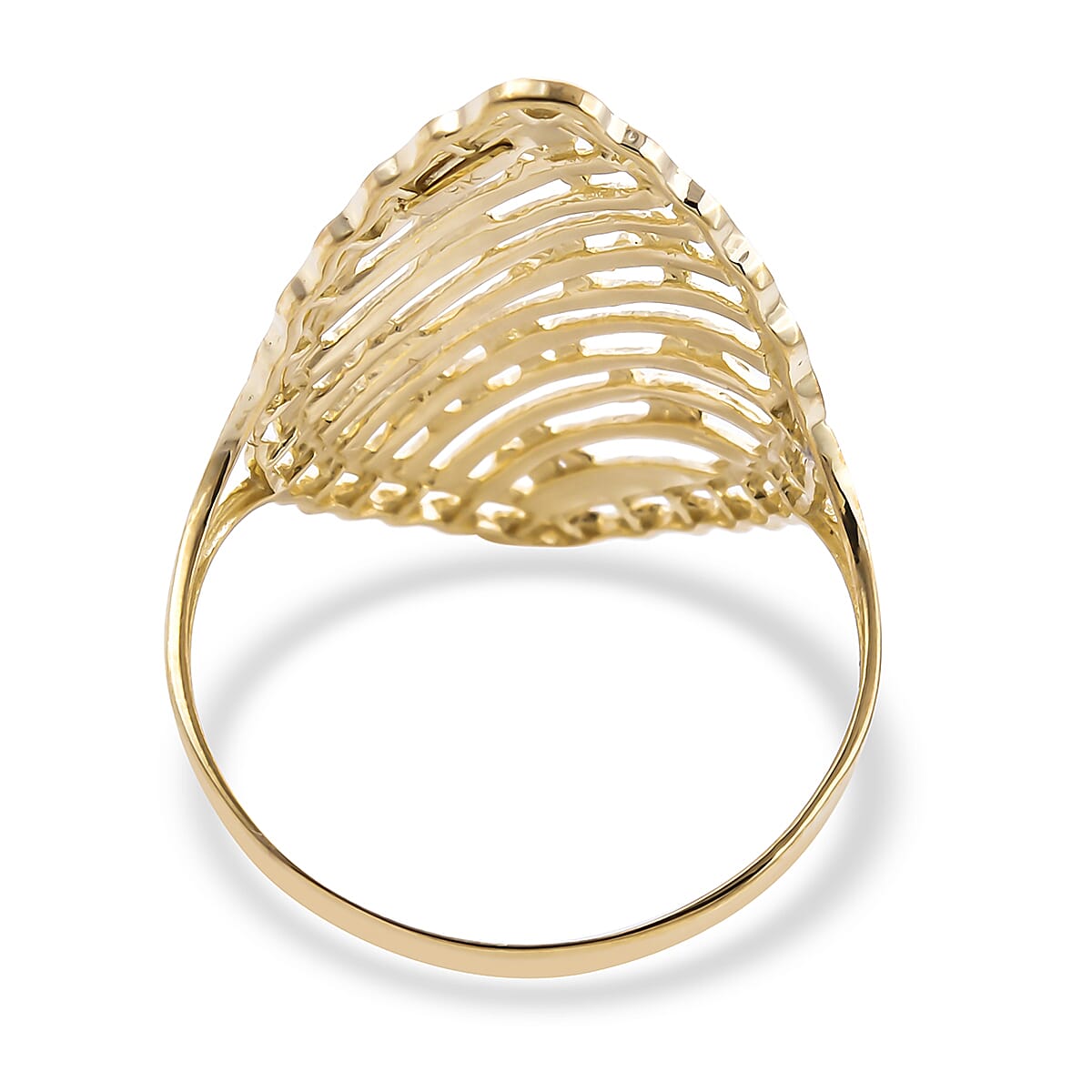 Royal Bali Collection - 9K Yellow Gold Diamond Cut Floral Ring, Gold wt 2.22 Gms
