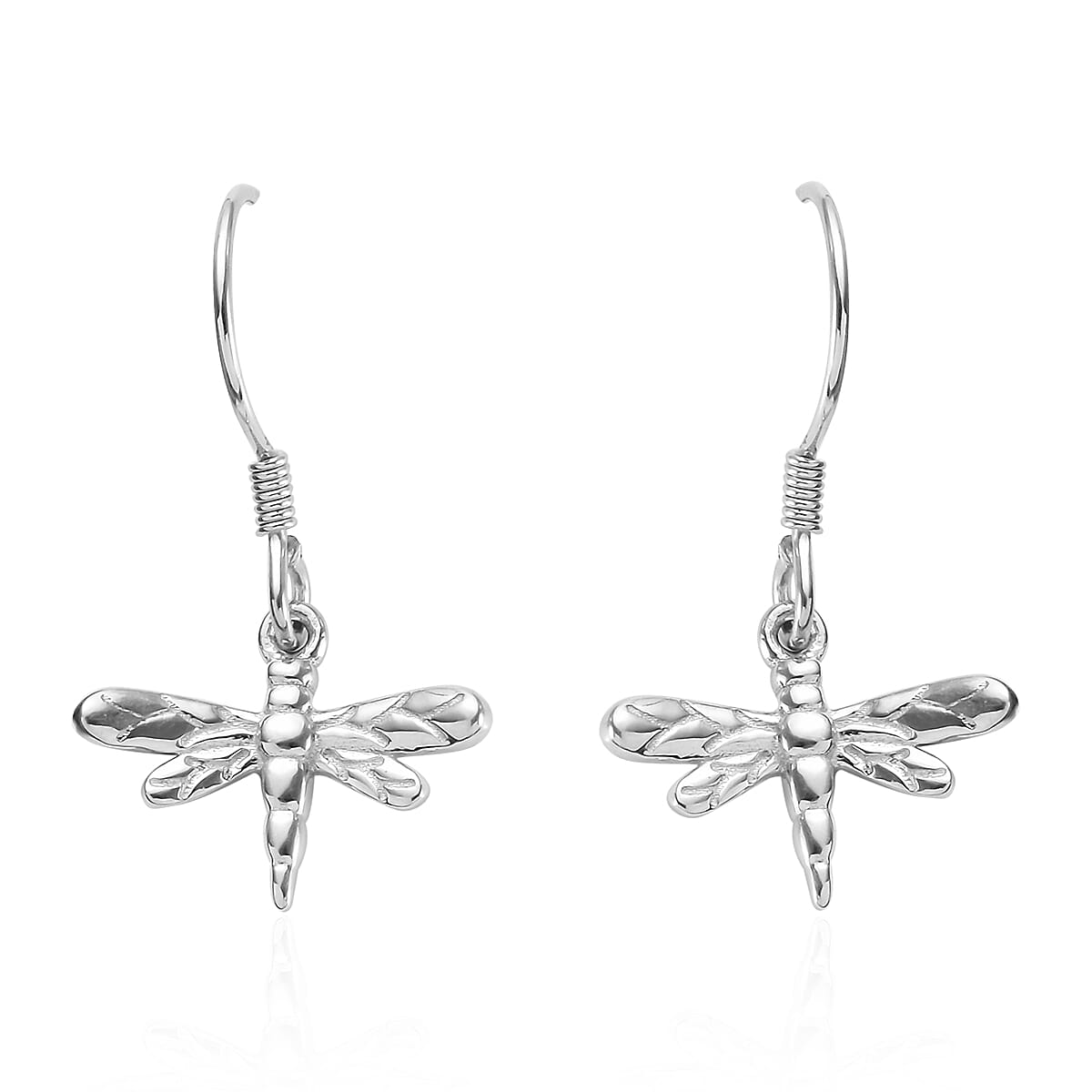 Platinum Overlay Sterling Silver Fish Hook Earrings