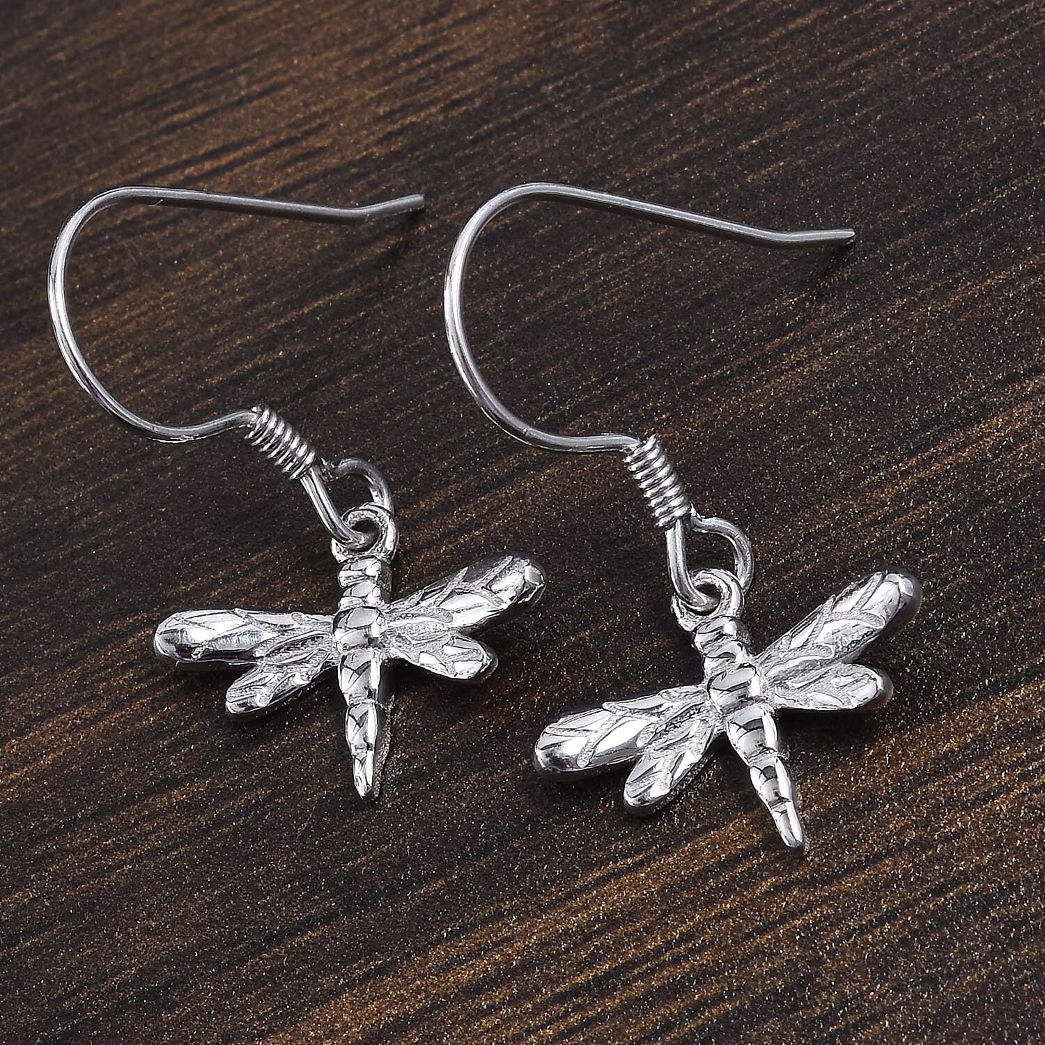 Platinum Overlay Sterling Silver Fish Hook Earrings