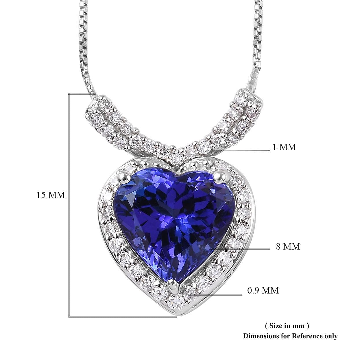 RHAPSODY 950 Platinum AAAA Tanzanite and Diamond (VS /E-F) Heart Pendant with Chain (Size 18) 2.32 Ct.