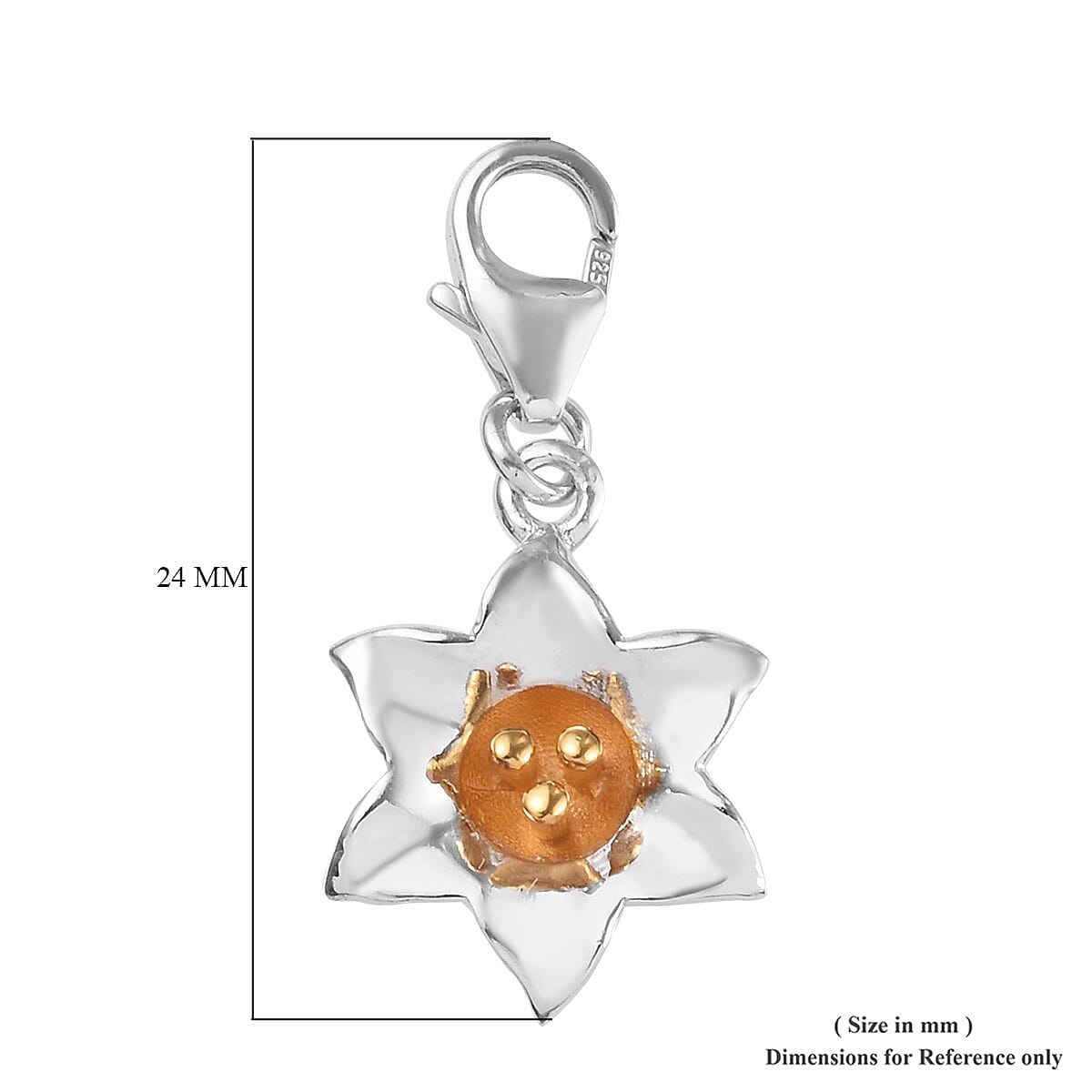 Lily of Valley May Birth Flower Charm in Platinum and Gold Plated Sterling Silver
