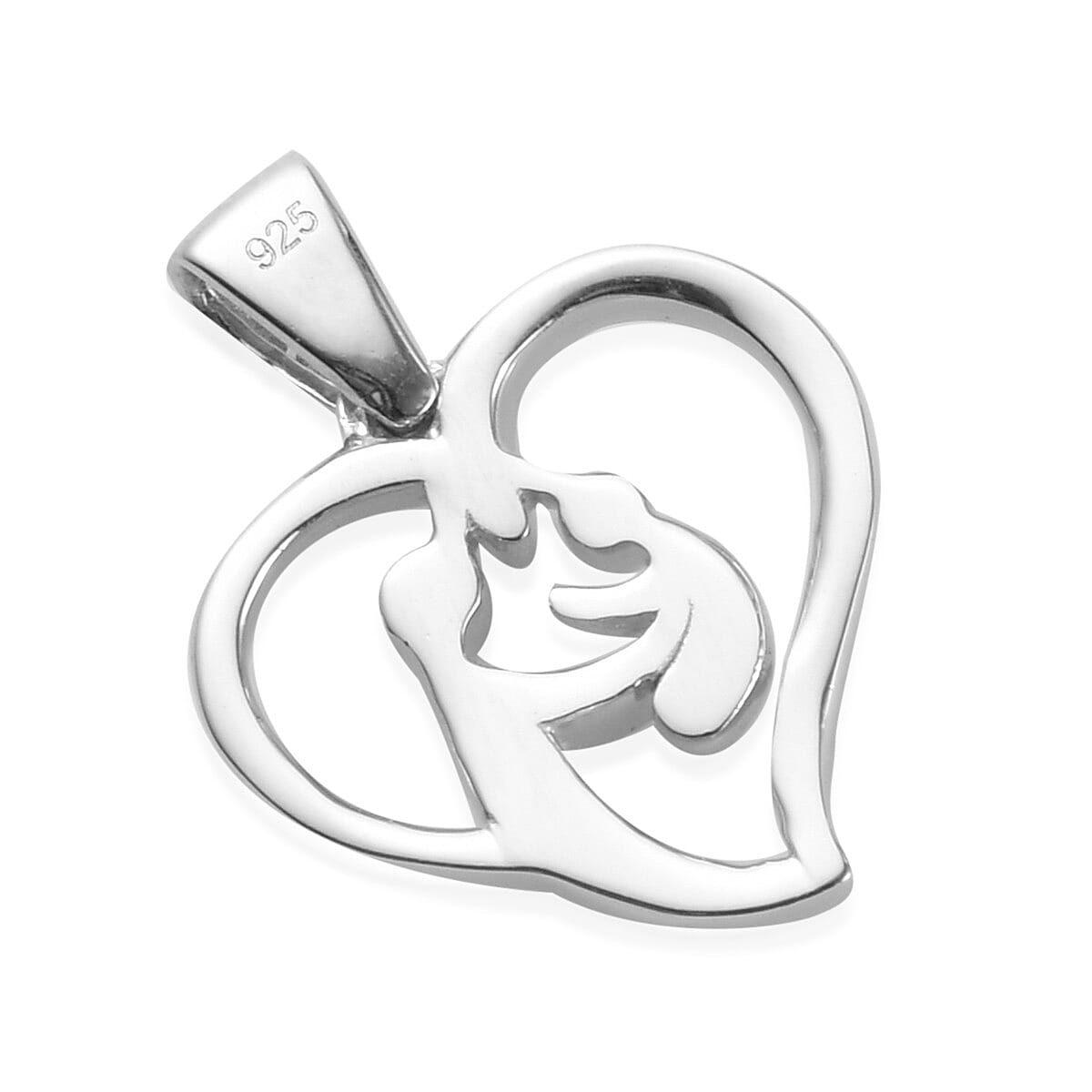 Platinum and Yellow Gold Sterling Silver Mother Child Heart Pendant