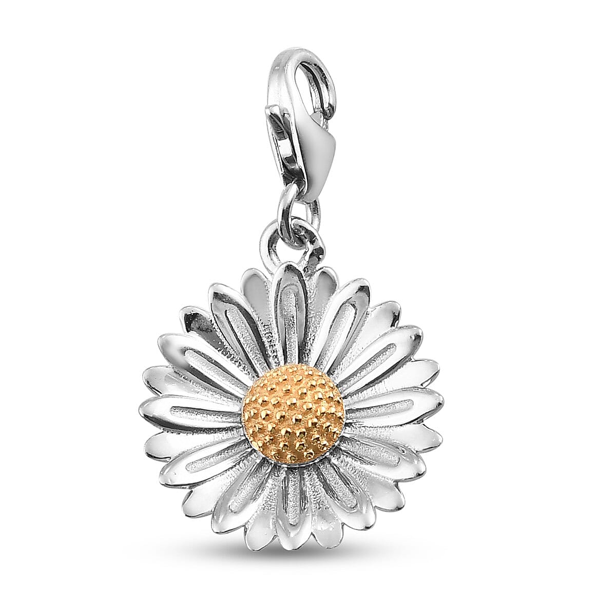 Aster September Birth Flower Charm in Platinum and Gold Plated Sterling Silver
