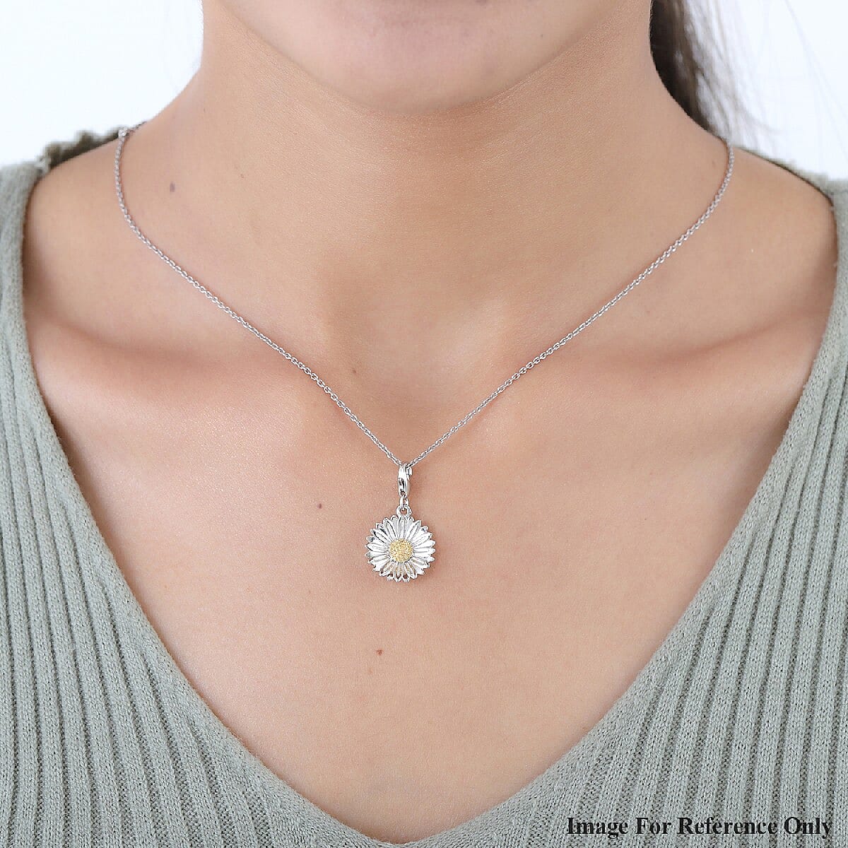 Aster September Birth Flower Charm in Platinum and Gold Plated Sterling Silver