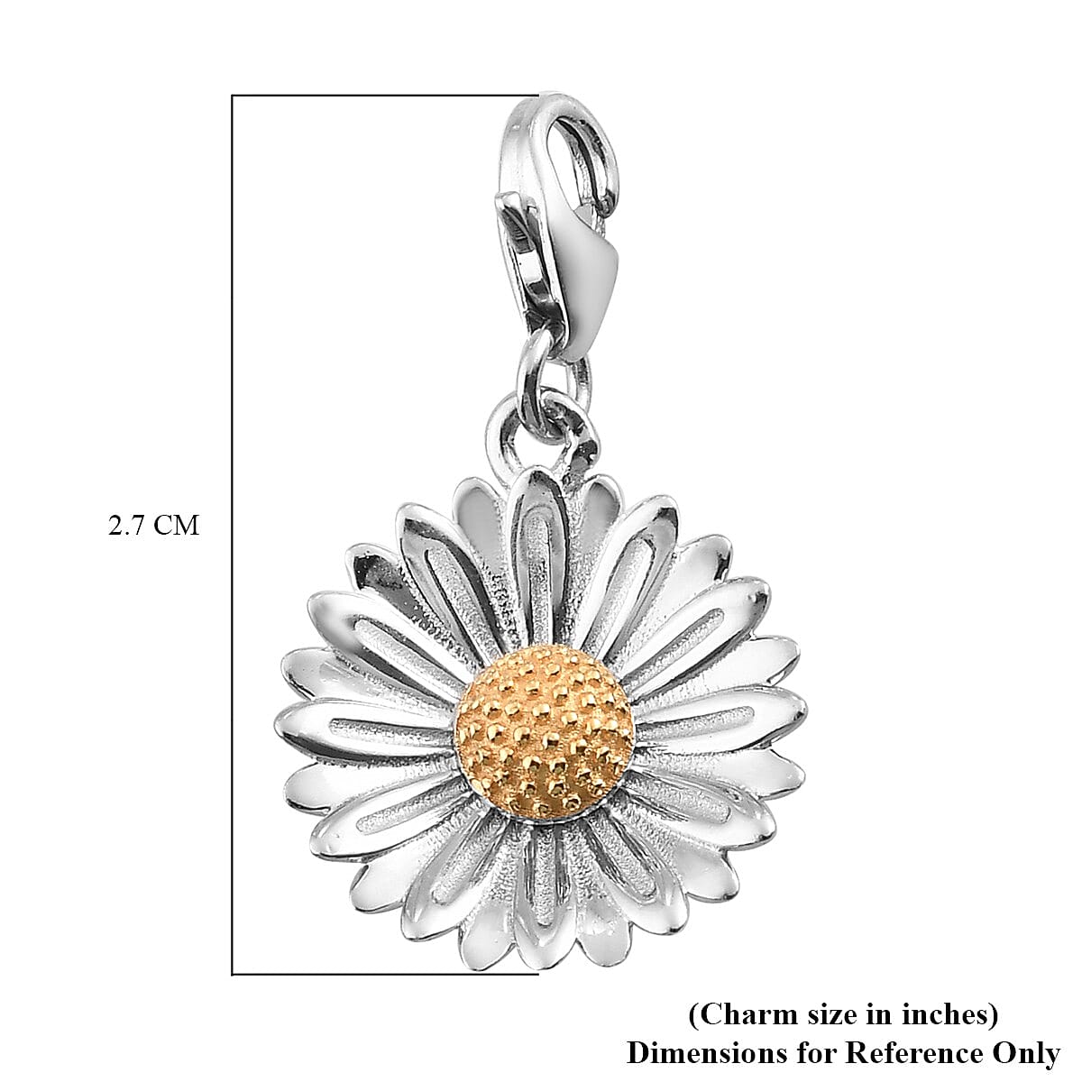 Aster September Birth Flower Charm in Platinum and Gold Plated Sterling Silver