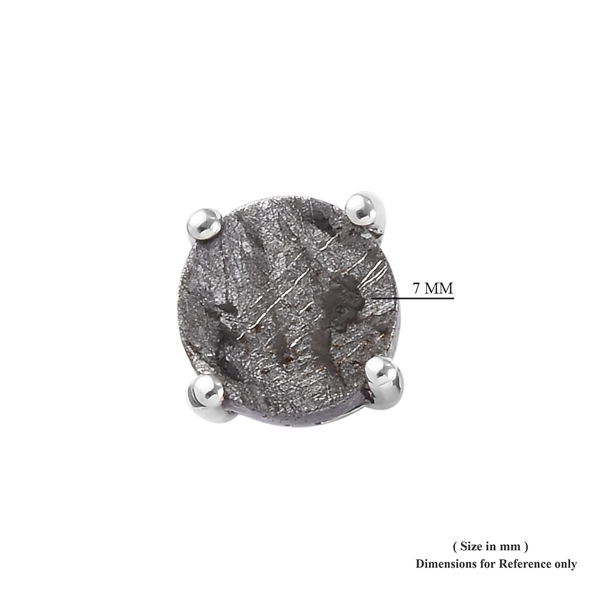 Tucson Special - Meteorite (Rnd) Stud Earrings (with Push Back) in Platinum Overlay Sterling Silver