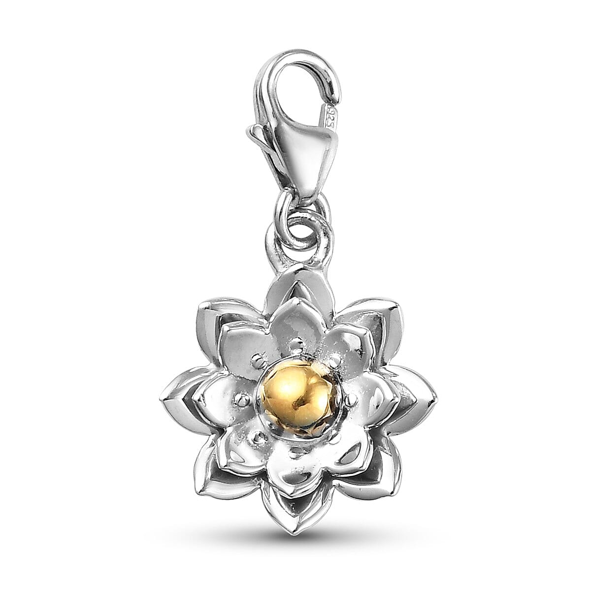 Platinum Overlay Sterling Silver Flower Charm