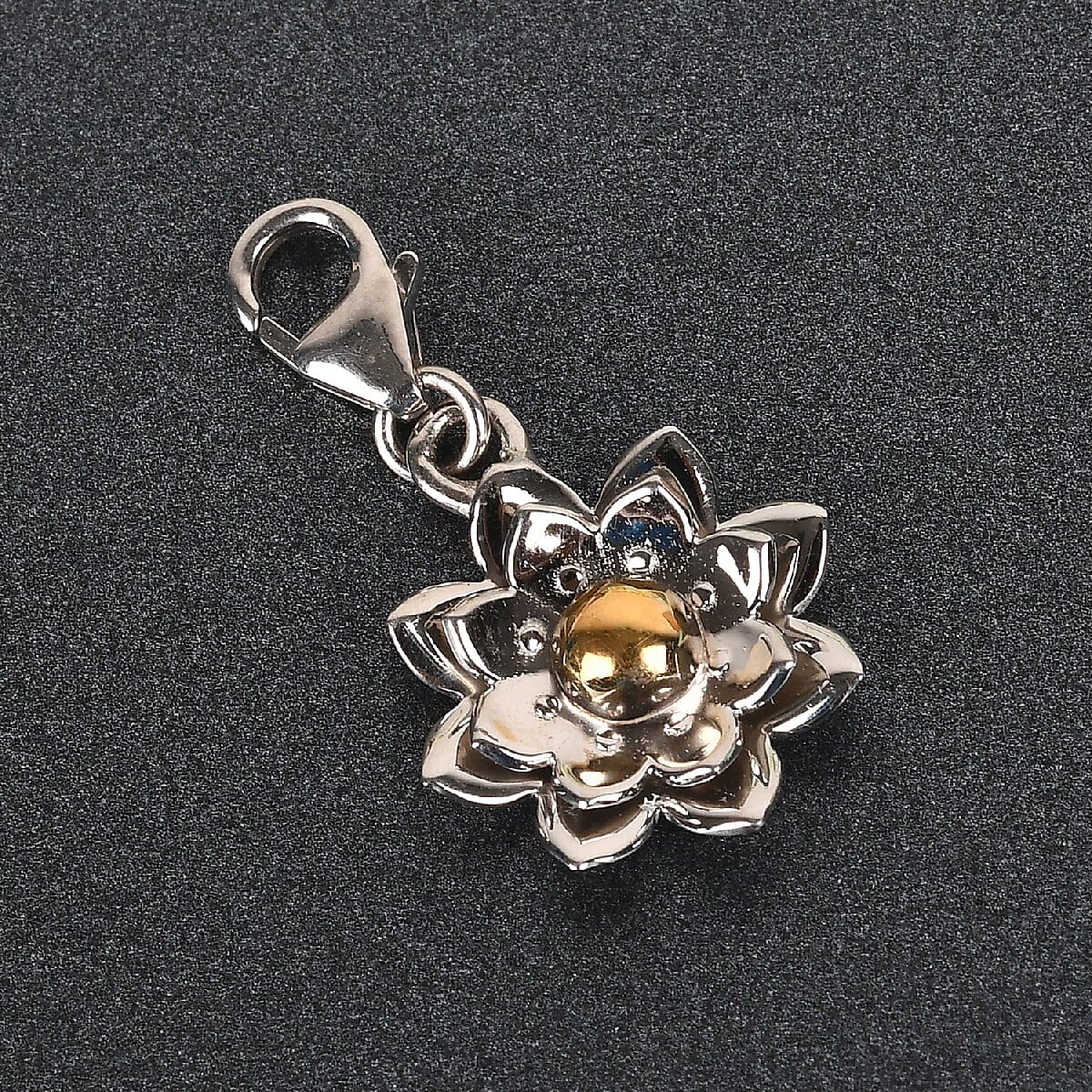 Platinum Overlay Sterling Silver Flower Charm
