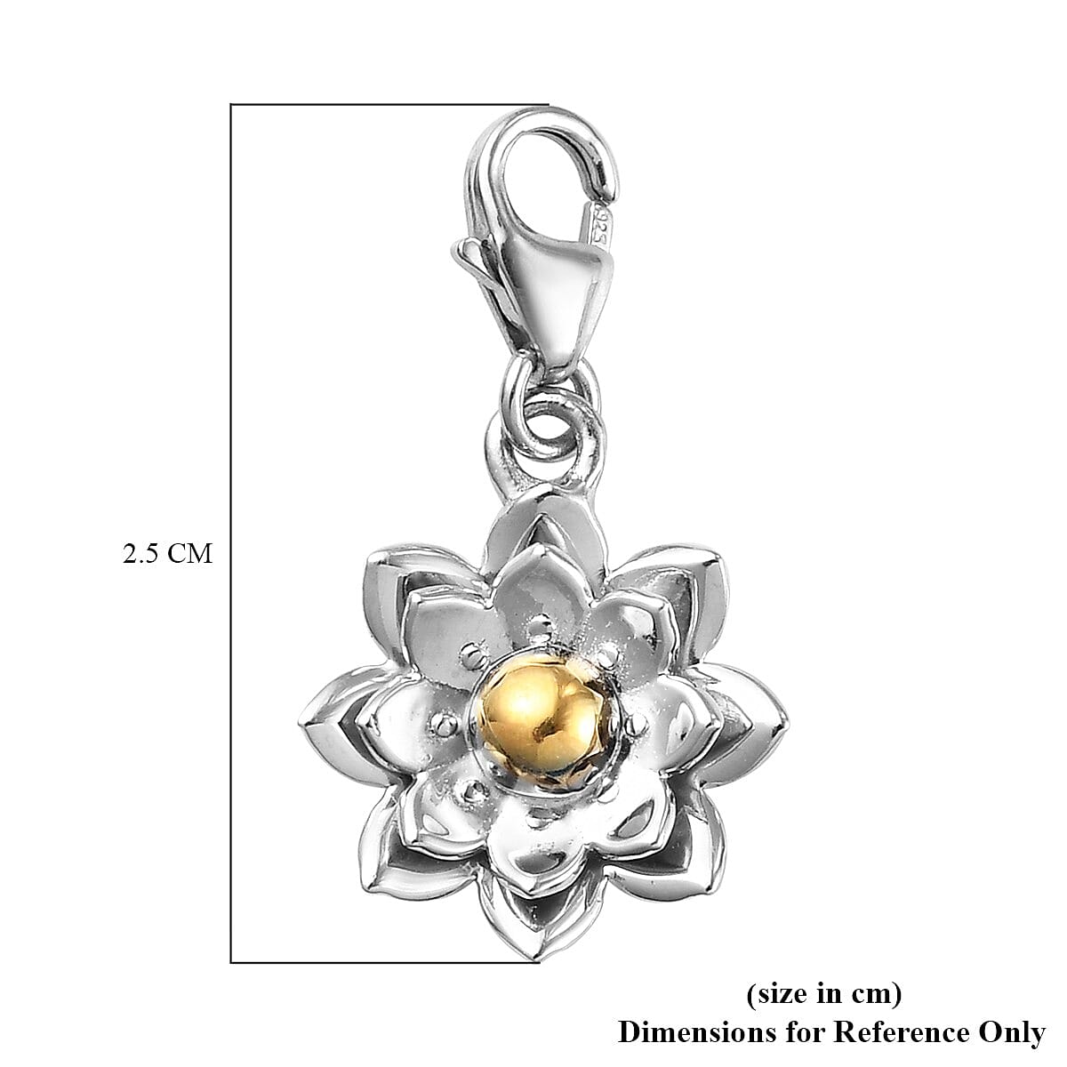 Platinum Overlay Sterling Silver Flower Charm