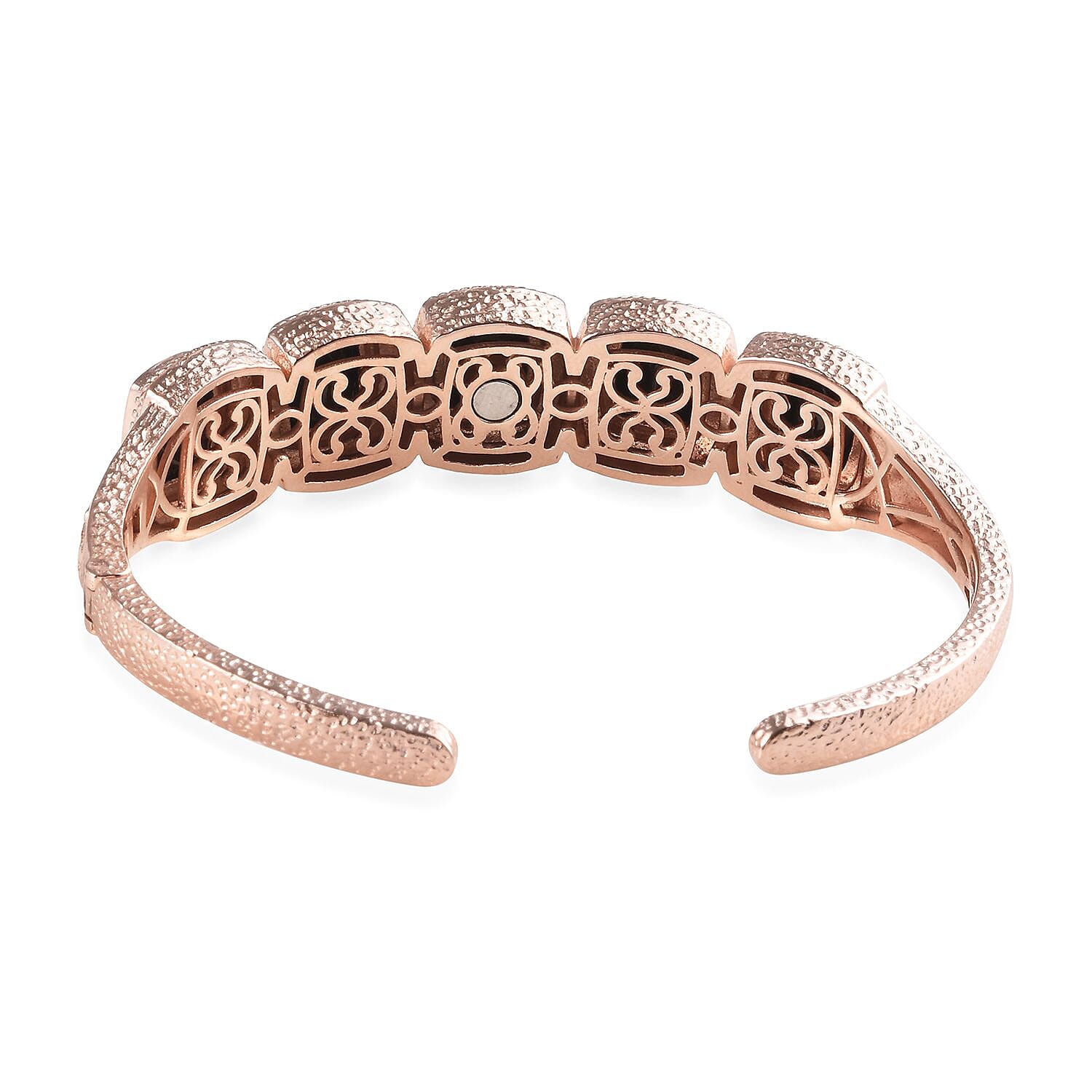 Elite Shungite (Cush) 5 Stone Hinged Bangle (Size 7.5) in Copper with Magnet (Size 7.5)  9.50 Ct.