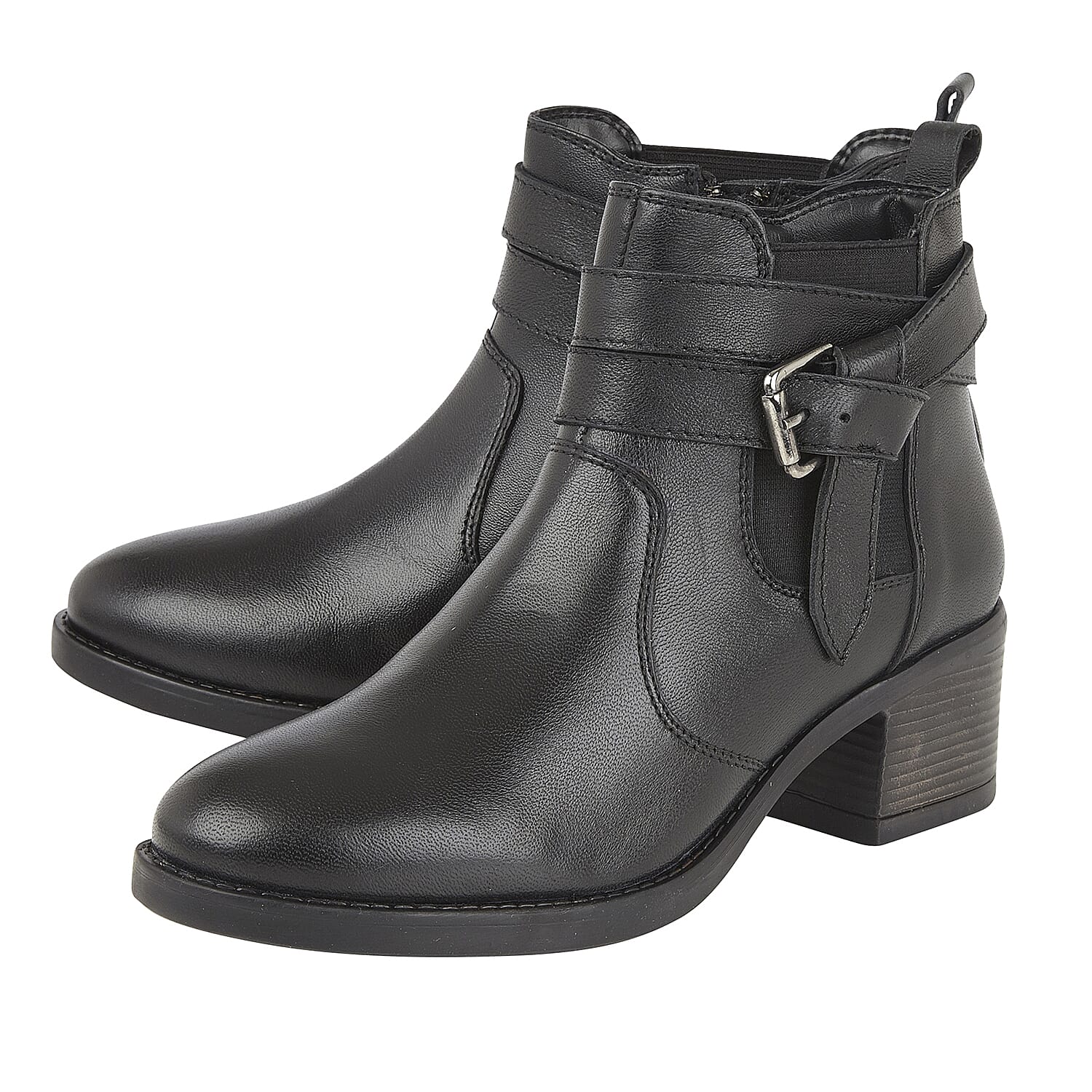 Lotus Black Leather Janet Ankle Boots (Size 3)