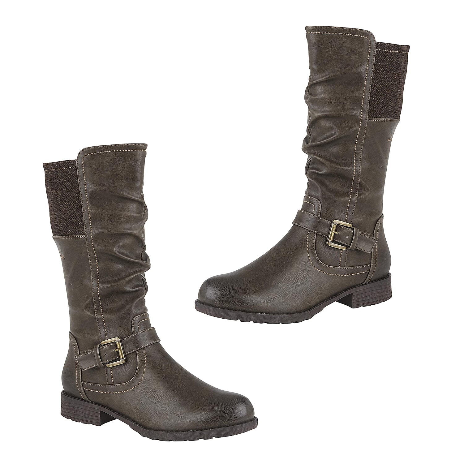 Lotus Brown Adriana Mid-Calf Biker Boots (Size 3)