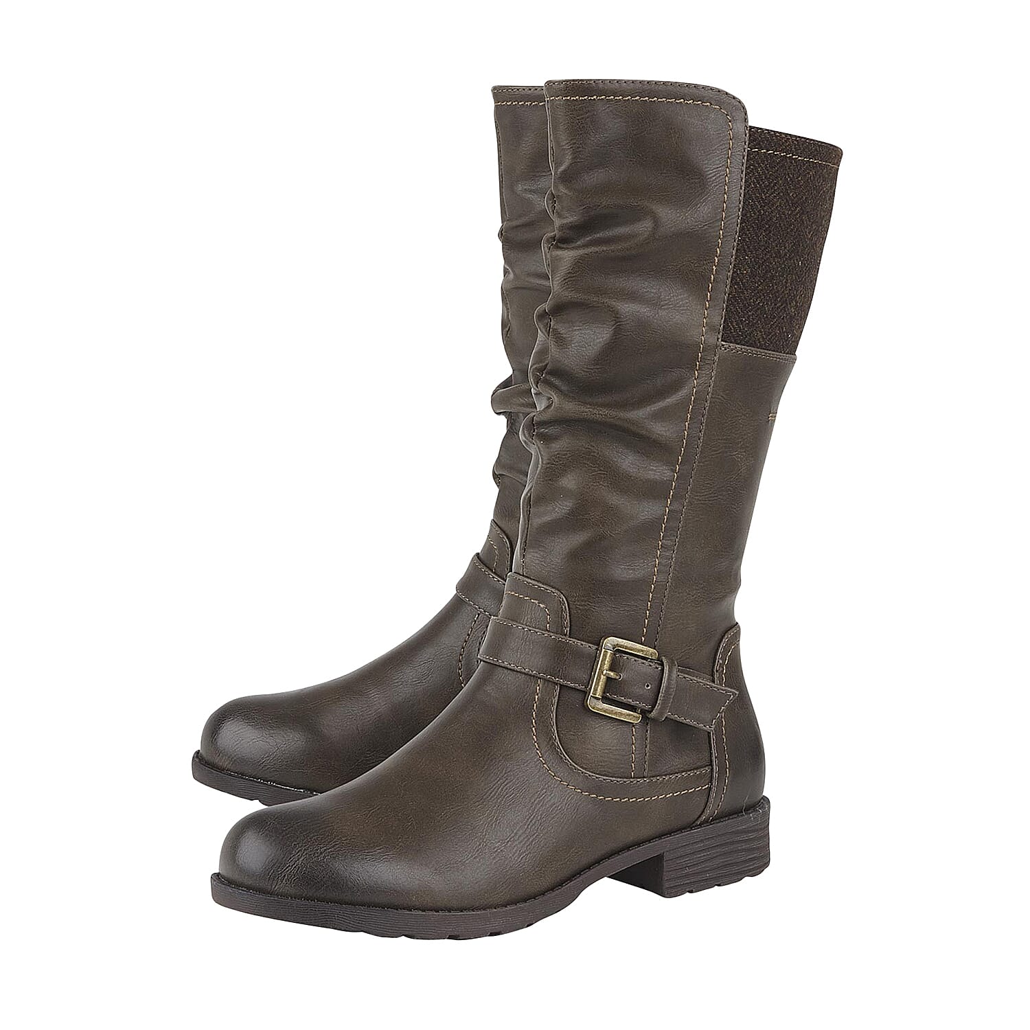 Lotus Brown Adriana Mid-Calf Biker Boots (Size 3)