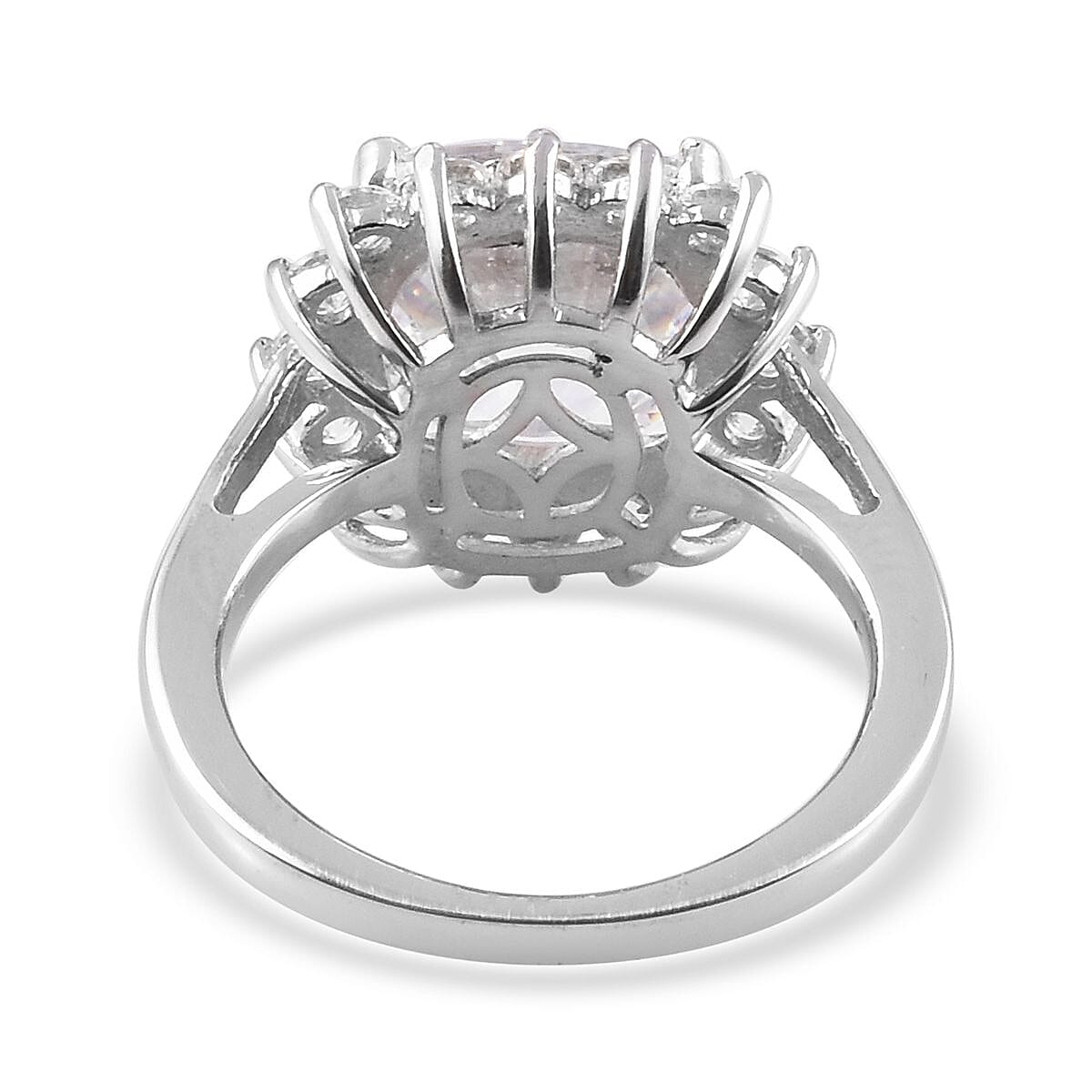 J Francis Platinum Overlay Sterling Silver Halo Ring Made with   ZIRCONIA 9.87 Ct